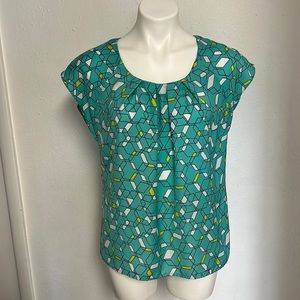 Worthington Teal Geometric Print Top (Medium)